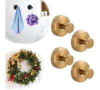 Gancho Colgador Ventosa De Acero Inoxidable, Gancho De Succión De Vacío Potente, Gancho Para Baño Al Vacio Impermeable, Gancho Con Ventosa Para Toalla De Cocina Y Baño Sin Taladros (Oro-4PCS)