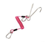 Gancho de arrecife de buceo con cordón en espiral antipérdida, clips giratorios dobles de acero inoxidable 304, gancho de deriva resistente para buceo en cuevas y (rosa)
