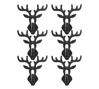 Gancho de calavera de ciervos de acero, 6 ganchos de montaje en pared, soporte para prostitutas de calavera de cornamenta, estante de exhibición de cornamenta para antílope, alce, soporte de trofeos