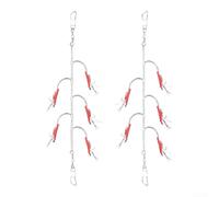 Gancho de cuerda biomimético de piel de camarón luminoso para pesca Sabiki Rig con 5 ganchos de goma coloridos y material reflectante para captura de caballa de sardina en barco o orilla, tamaño 6 a