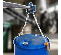 Gancho de elevación de batería para carretilla elevadora, equipo de manejo de cubos y tambor de doble cadena resistente para aparejos de barril de metal y plástico