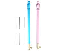Gancho de Ganchillo para Bordar, Herramienta de Lentejuelas con Cuentas de Tambour Francés, Mango de Acero Inoxidable, 11,5 cm, 2 Asas, 6 Agujas para Tejer en casa, Manualidades