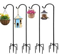 Gancho de Jardín de Pastor - XRR Juego de 4 96 cm ajustables ganchos de pastor de metal Gancho de Pastor Estaca con 5 puntas para luces de jardín,comederos de pájaros,cestas de plantas de bodas