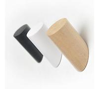 Gancho de madera simple Perchero , Perchero de madera natural Perchero montado en la pared Perchero Decorativo Llavero Sombrero Bufanda Bolso Colgador de almacenamiento Perchero de baño S WoodColor
