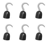 Gancho de mano pirata - Paquete de 6 - Gancho plateado con protector negro - Adultos Hombres Mujeres Bucanero Swashbuckler Talk Like A Pirate Day Halloween disfraz accesorio
