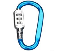 Gancho de mosquetón en forma de D de aleación de aluminio con cerradura de combinación reajustable de 3 dígitos para mochila de viaje, casco, cesta de bicicleta y seguridad de taquilla de gimnasio