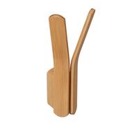 Relaxdays Perchas de Pared Bambú, para Atornillar, 2 Ganchos Resistentes, Armario o Pasillo, 15 x 6,5 x 6 cm, Natural, 15 x 2,5 x 5 cm