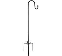 Gancho de Pastor para Exteriores, 157cm Varilla Ajustable de Metal para Jardín con Ganchos con 5 puntas de base para Colgar Plantas, Comederos de Pájaros, Decoración de Bodas, Camping/Negro Mate