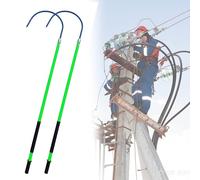 Gancho de rescate aislado, bastón de rescate aislado que salva vidas con mango rdrio, 1 m, 1,5 m, 2 m, 3 m. Gancho de rescate eléctrico aislado para cuerpos (juego de 2, verde, 3 m, 220 kV).