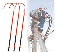 Gancho de rescate aislado, bastón de rescate aislado que salva vidas con mango ridrio, 1 m, 1,5 m, 2 m, 3 m. Gancho de rescate eléctrico aislado para cuerpos (juego rojo de 3, 1,5 m, 35 kV).