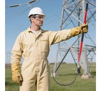 Gancho de rescate aislado de alto voltaje, 1/1,5/2/3 m, poste de seguridad de fibra de vidrio con mango protector, herramienta para emergencias de seguridad eléctrica y salvamento (rojo, 2 m)