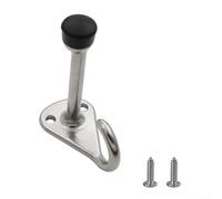 Gancho de tope de puerta de acero inoxidable 304 con cojín de goma, protector silencioso para barco, cabina, hogar, oficina, accesorios de montaje en pared, plata, 6 x 3,3 x 7,65 cm