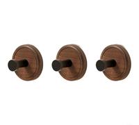 Gancho de ventosa de madera de nogal sin taladrar para baño y dormitorio. Gancho de pared resistente para fijación de toallas y albornoces de hasta 3 kg, fácil montaje (tres)