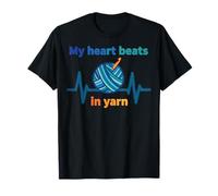 Gancho Divertido de Ganchillo My Heart Beats in Yarn Love Ganchillo Camiseta