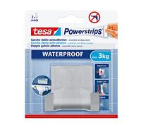 Gancho doble de acero tesa Powerstrips Waterproof + 2 tiras + toallita