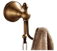 Gancho doble de latón envejecido de cobre para toallas de baño y batas, colgador de ropa montado en la pared con estilo vintage y construcción resistente (gancho curvado)