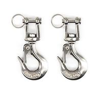 Gancho giratorio de acero inoxidable 304 gancho de elevación tipo americano gancho de seguridad accesorio de aparejo con cierre de carga de trabajo 150 KG-2 piezas 3/16 pulgadas