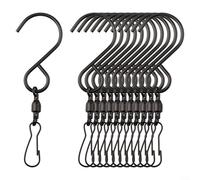 Gancho giratorio resistente para exteriores hecho de metal con rotación de 360 grados para un rendimiento fiable en decoraciones de herramientas de jardín colgantes e iluminación (negro, 12 piezas)