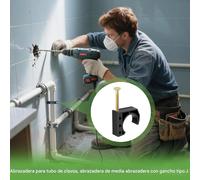 Gancho J De 1,3 Cm Con Clavo | 50 Piezas Abrazadera J Con Clavo,Herramienta Almacenamiento Garaje Para Montaje Soportes Suspensión Instalación Conducto Secadora