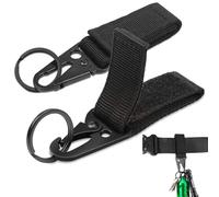 Gancho Mosqueton Tactico, 2 Piezas Cinturón Táctico Mosqueton Llavero Mosquetones de Escalada, Gancho de Mosquetón Nylon Colgante Cinturón para Senderismo, Acampar, Actividades al Aire Libre (Negro)