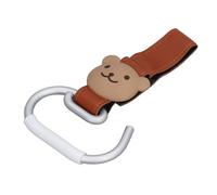 Gancho para Cochecito de bebé, Accesorios de Correa Colgante para Cochecito Portátil Multifuncional con Decoración de Oso de Dibujos Animados, para Ir de Compras (BROWN)