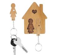 Gancho para llaves de madera para pareja, llavero para pared | Estante de pared decorativo de madera | Ganchos para llaves de entrada, estante para llaves montado en la pared, estante organizador de g
