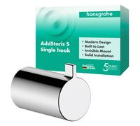 hansgrohe AddStoris S - Gancho toallero, toallero de baño, Gancho para Albornoz, fijación Oculta, Accesorios de baño, Cromo, 41762000
