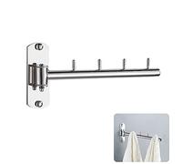 Gancho Para Toallero Con Brazo Giratorio Barra Soporte Colgador Pared Con 4 Ganchos Percha Pared Ropa Plegable Giratoria Acero Inoxidable Con Brazo Basculante Para Lavandería, Dormitorio, Baño, Balcón
