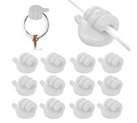 Gancho Pared para Pulgar, 12 Piezas Creativos e Interesantes Ganchos Adhesivos para Pared Blanco Ganchos de Pared Autoadhesivos de Silicona para Pulgar Cable Ordenador Cocina Oficina de Escritorio