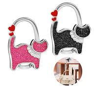 Gancho Plegable de Bolso para Mesa en Forma Gato Lindo 2Pcs Colgador Portatil Gancho para Monedero de Color Brillante Negro y Rosa Colgador Bolsos de Mesa Soportar 5kg para Restaurante Oficina Café