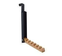Relaxdays Türgarderobe Gancho Plegable para Puerta, Colgante, Colgador para 6 Perchas, Metal y Madera, Renvalso hasta 2 cm, Negro, Hierro