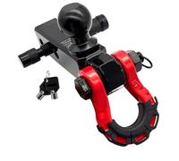Gancho receptor de enganche grillete, gancho remolque anillo D 8T con soporte bola 50mm for Kit 2 pulgadas for recuperación Jeeps ATV Racores de cuerda(Red)