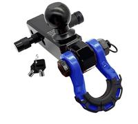 Gancho receptor de enganche grillete, gancho remolque anillo D 8T con soporte bola 50mm for Kit 2 pulgadas for recuperación Jeeps ATV Racores de cuerda(Blue)