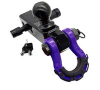 Gancho receptor de enganche grillete, gancho remolque anillo D 8T con soporte bola 50mm for Kit 2 pulgadas for recuperación Jeeps ATV Racores de cuerda(PURPLE)