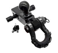 Gancho receptor de enganche grillete, gancho remolque anillo D 8T con soporte bola 50mm for Kit 2 pulgadas for recuperación Jeeps ATV Racores de cuerda(Black)