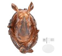 Gancho vintage con forma de cabeza de animal, colgador de pared, ropa, llaves, toallas, gancho para decoración del hogar, resina retro de cobre dorado antiguo, 6,5x9,5x11,5 cm (Rinoceronte (bronce