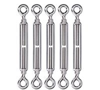 Gancho y Ojo de Tensor, 5 Piezas de Tensor de Acero Inoxidable 304, Tornillo de Aparejo de Ojo y Ojo, Herrajes para Vela de Sombra, Tensión de Cable de Alambre para Patio (M6)