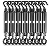 Gancho y ojo decorativo negro de alta calidad, 12 tensores M6 para apretar cables, tensor de cuerda de alambre ajustable para sombra, vela, valla, tienda de campaña, kit de accesorios para colgar