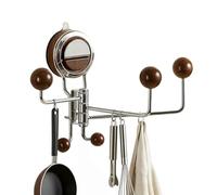 Ganchos A - gancho giratorio de 18,4 x 5,3 x 17,1 cm, soporte para 5 barras de acero inoxidable, portaobjetos de pared de sin perforación con fuerte adhesión y diseño elegante | Ganchos para