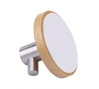 Ganchos adhesivos de bambú natural de acero inoxidable para colgar en la pared, bolsa de gancho para colgar toallas de cocina, baño., Single Hook