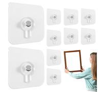 Ganchos adhesivos de pared - Ganchos de marco de 6 x 6 cm, ganchos fuertes para marcos de fotos, no requiere clavos, ganchos para toallas de baño, organizador de cocina para abrigos, bolsos, batas