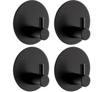 Ganchos Adhesivos Para Pared 4 Piezas, Colgador Adhesivo Sin Taladro Colgadores Pared Adhesivos Acero Inoxidable 304 Colgador Toallas Adhesivo Con Almohadillas Adhesivas Para Cocina Y Baño Negro