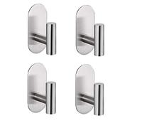 Ganchos Adhesivos para Pared 4 Piezas-XINGLO-Gancho Pared Sin Taladro Gancho Acero Inoxidable SUS304, Soporte Toallas sin Taladro, Colgador para Baño Cocina Albornoz Ropas Trapos, (Plata)