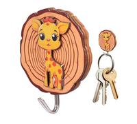 Ganchos adhesivos resistentes, pequeños ganchos adhesivos - Gancho de pared de madera para llaves y toallas, diseño de animales de dibujos animados | Perchero adhesivo, decoración de pared, gancho
