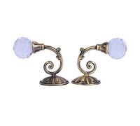 Ganchos Alzapaños de Cortinas, Haofy 2 Piezas Ganchos de Cortina de Metal de Bola de Cristal, Abrazaderas de Cortina de Pared Borla de Gancho para Cortina, Accesorios Decorativos (Bronce)