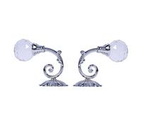 Ganchos Alzapaños de Cortinas, Haofy 2 Piezas Ganchos de Cortina de Metal de Bola de Cristal, Abrazaderas de Cortina de Pared Borla de Gancho para Cortina, Accesorios Decorativos (Plata)