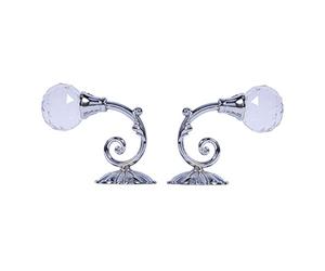 Ganchos Alzapaños de Cortinas, Haofy 2 Piezas Ganchos de Cortina de Metal de Bola de Cristal, Abrazaderas de Cortina de Pared Borla de Gancho para Cortina, Accesorios Decorativos (Plata)