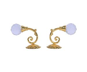 Ganchos Alzapaños de Cortinas, Haofy 2 Piezas Ganchos de Cortina de Metal de Bola de Cristal, Abrazaderas de Cortina de Pared Borla de Gancho para Cortina, Accesorios Decorativos (Oro)