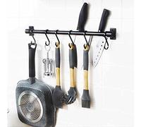 Ganchos autoadhesivos, ganchos adhesivos, toallero, estante para utensilios de cocina de 30 cm, con 5 ganchos deslizantes, barra colgante de cocina (sin taladrar) estante para utensilios de cocina