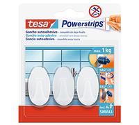 Ganchos blancos ovalados tesa Powerstrips, tamaño S